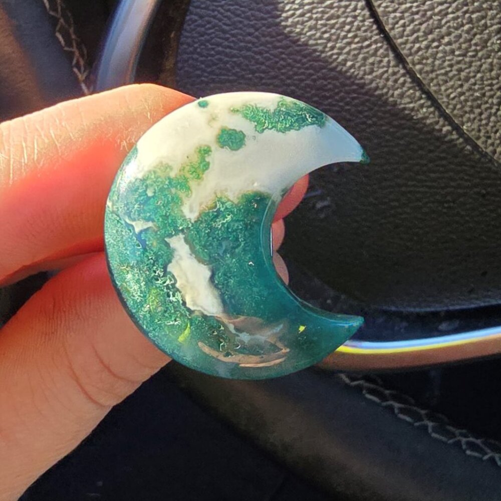 Moss Agate Crystal Car Vent Clip
